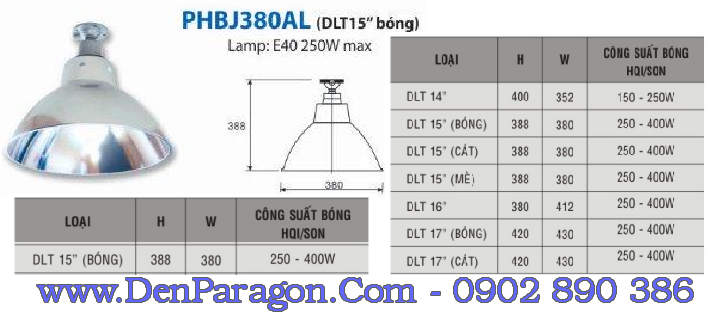 Thông số đèn downlight treo trần PHBJ380AL Thông số đèn downlight treo trần PHBJ380AL