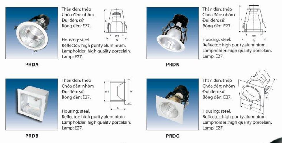 Thông số đèn downlight âm trần Paragon prddd Thông số đèn downlight âm trần Paragon prddd