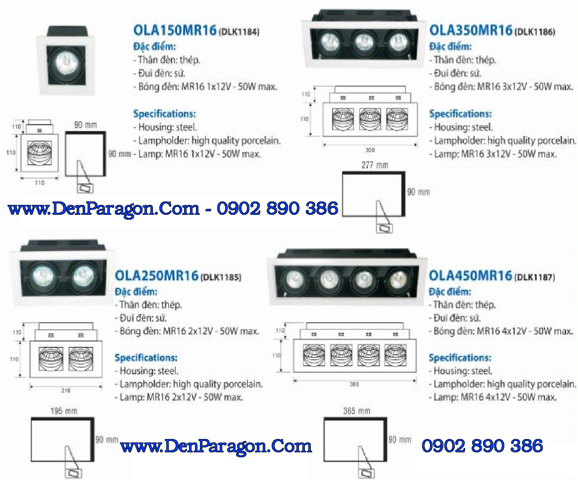 Thông số đèn downlight rọi âm trần Paragon ola Thông số đèn downlight rọi âm trần Paragon ola
