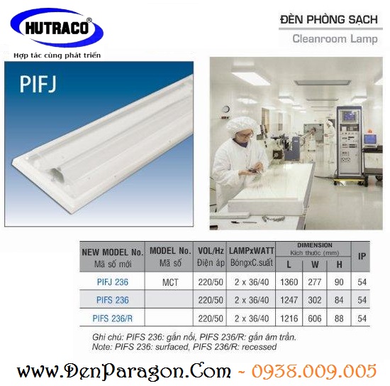 Đèn phòng sạch lắp nổi Paragon PIFJ 236 Đèn phòng sạch lắp nổi Paragon PIFJ 236